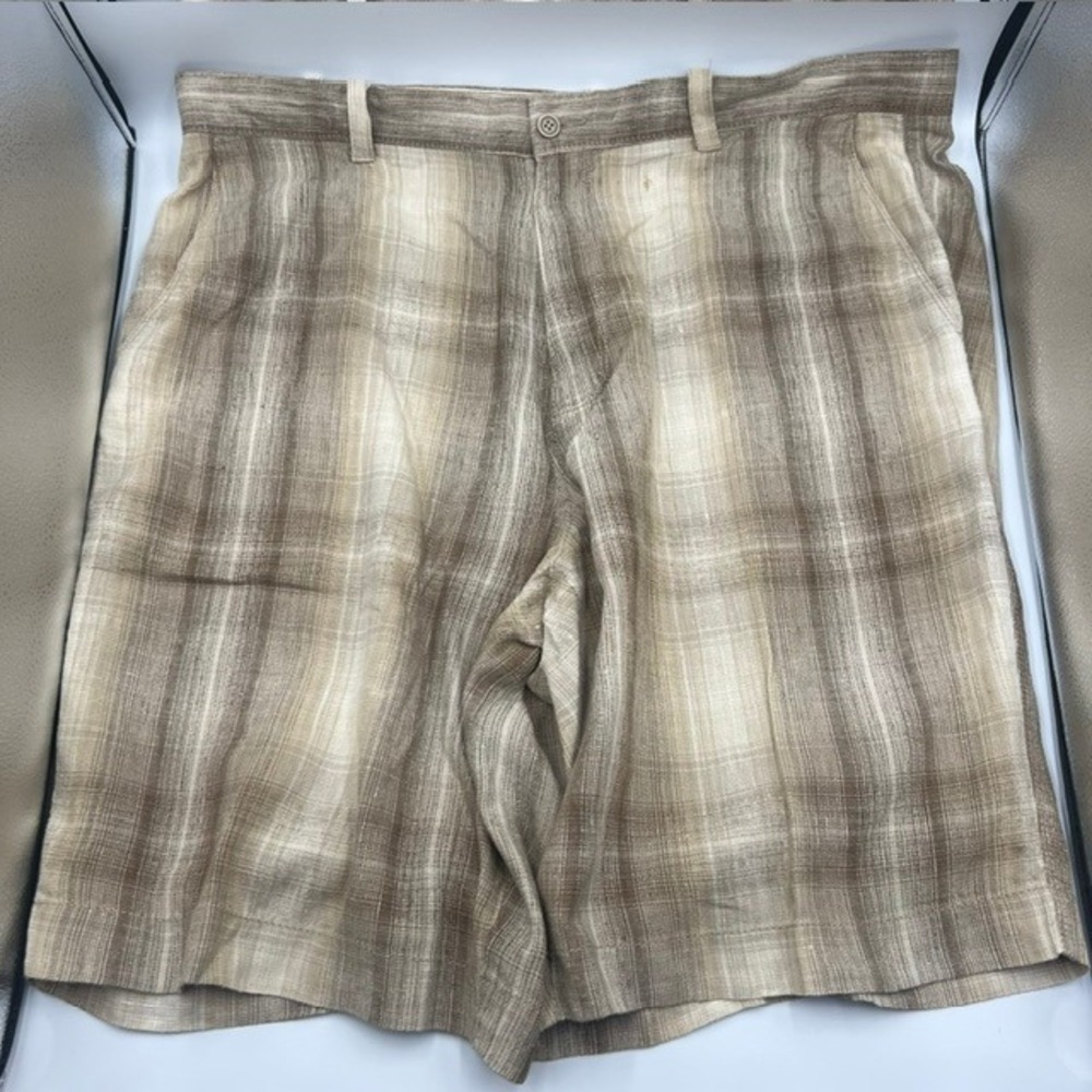 Tommy Bahama Men's 10.5" Paradise Nation Plaid Linen Silk‎ Blend Shorts Size